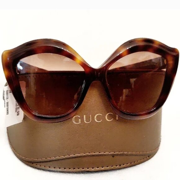 Designer Gucci Oversized Cat Eye Havana Sunglasses - New - Picture 11 of 11
